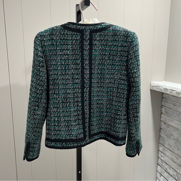 J. Crew Wool Blend Green Black Tweed Button Up Blazer Suit Jacket 4 - Picture 3 of 6